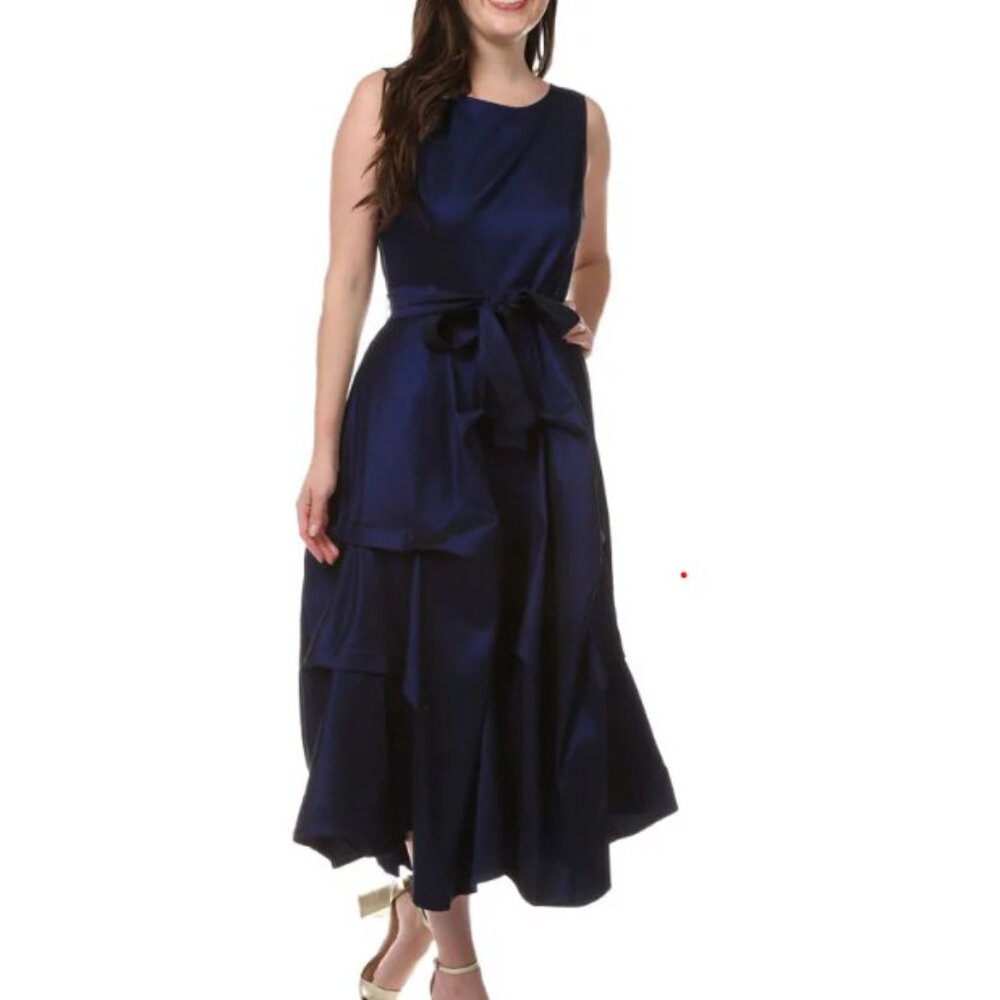 Elegant Samuel Dong long midnight blue dress